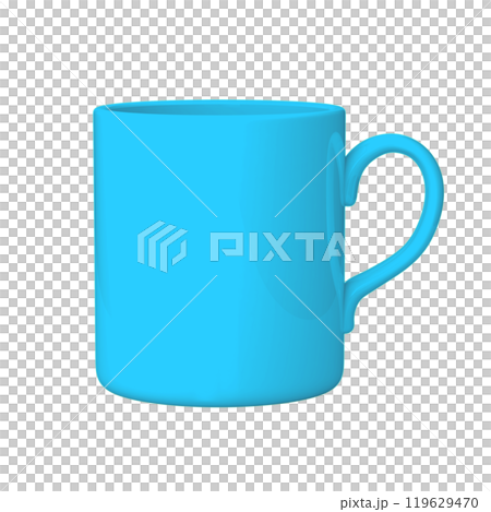 Blue coffee or tea mug, 3D illustration Blue coffee or tea mug, 3D illustration 119629470