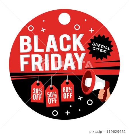 Black Friday sale tag with special offer and discount, Vector 119629481