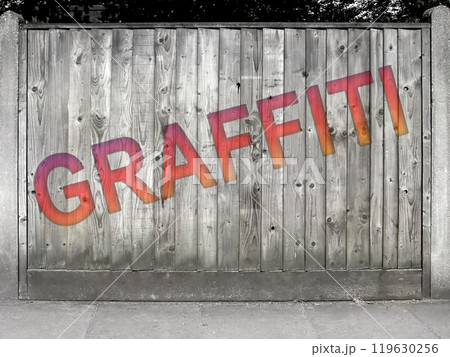 Graffiti fence gray 119630256