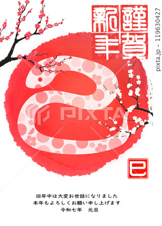 2025年年賀状　巳文字（年賀状文字素材） 119630427