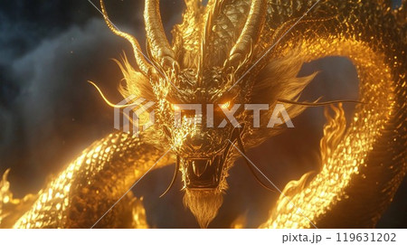 金色に輝く黄金の龍 119631202