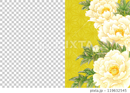 Peony flower hand-drawn material postcard template Japanese and Chinese style Peony flower hand-drawn material postcard template Japanese and Chinese style 119632545