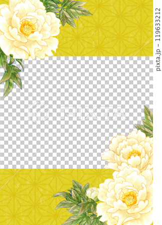Peony flower hand-drawn material postcard template Japanese and Chinese style Peony flower hand-drawn material postcard template Japanese and Chinese style 119633212