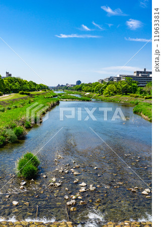 京都市上京区 賀茂大橋から見る 鴨川の風景 京都市上京区 賀茂大橋から見る 鴨川の風景 119633814