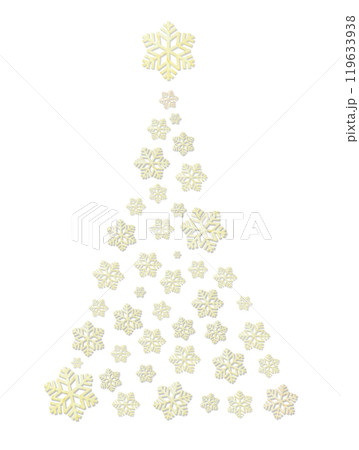 雪の結晶をクリスマスツリーの形に並べた木目柄のシンボル 119633938