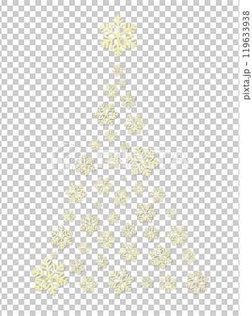 雪の結晶をクリスマスツリーの形に並べた木目柄のシンボル 119633938