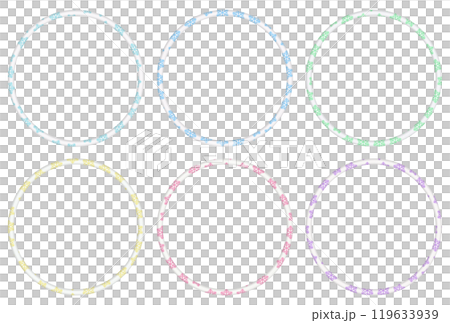 雪の結晶の模様が入った立体的な白くて丸い円形の輪のセット 119633939