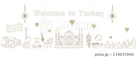トルコの観光イメージのイラストバナー 119633940
