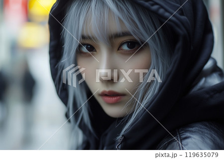 パーカースタイルの美人女性「AI生成画像」 119635079