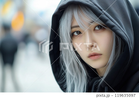 パーカースタイルの美人女性「AI生成画像」 119635097