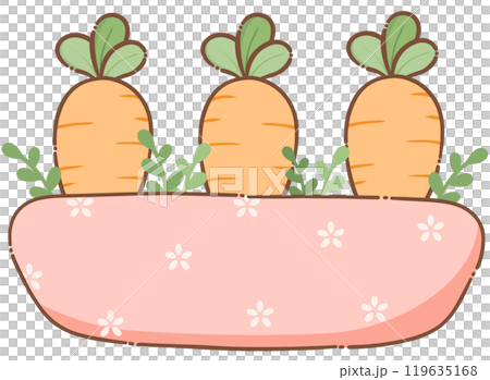 Cat is gardening carrots and carrot-shaped objects Cat is gardening carrots and carrot-shaped objects 119635168