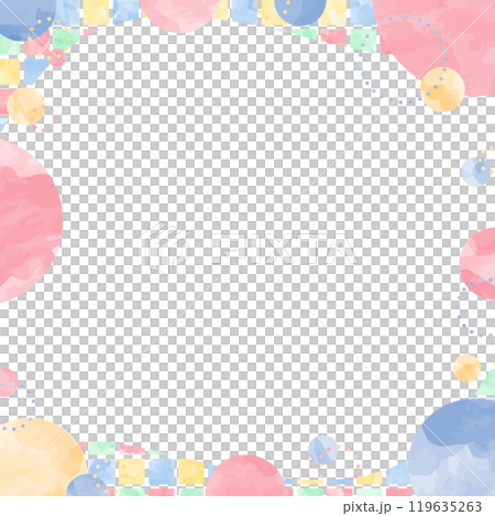 流行設計背景框架、圓形和方形圖案、水彩顏色、方形尺寸 119635263