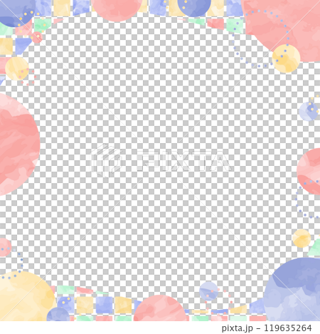 流行設計背景框架、圓形和方形圖案、水彩顏色、方形尺寸 119635264