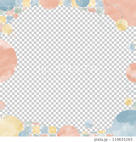 流行設計背景框架、圓形和方形圖案、水彩顏色、方形尺寸 流行設計背景框架、圓形和方形圖案、水彩顏色、方形尺寸 119635265