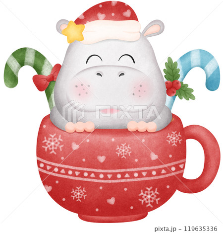Hippopotamus and Christmas Hippopotamus and Christmas 119635336