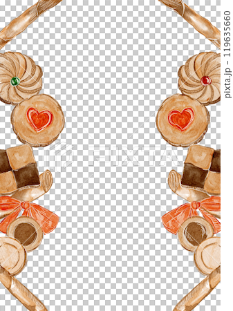 Vertical frame of watercolor cookies 119635660