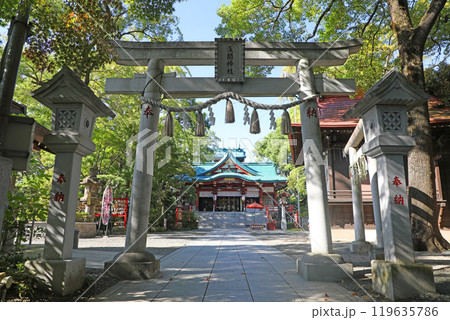 多摩川浅間神社　鳥居と拝殿 119635786