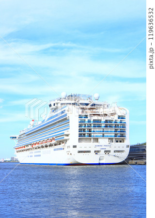 神奈川県横浜市、大さん橋に停泊するダイヤモンドプリンセスの風景 119636532