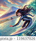 サーフィン　富士山 119637026