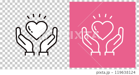 兩隻手拿著代表愛和心的心的圖標集_粗輪廓_驚喜 119638124
