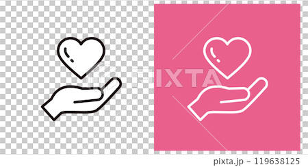 一隻手拿著代表愛和心的心的圖標集_粗輪廓 119638125