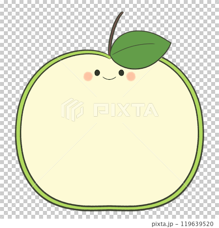 かわいい顔つきの青りんごのフレームのイラスト素材 [119639520] - PIXTA