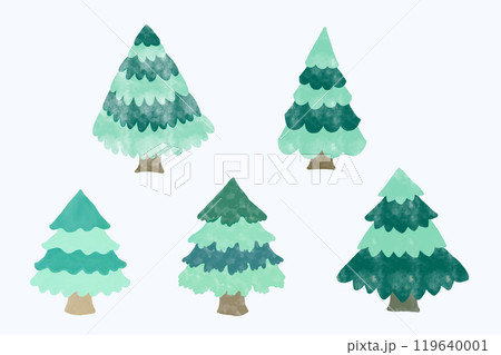 Watercolor Cute Christmas Tree Hand Drawn Winter Holiday Illustration Watercolor Cute Christmas Tree Hand Drawn Winter Holiday Illustration 119640001
