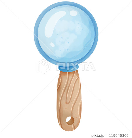 Watercolor hand drawn blue magnifying glass illustration for use as illustration Watercolor hand drawn blue magnifying glass illustration for use as illustration 119640303