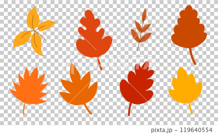 Autumn leaves hand drawn for season, holiday and illustration. Flat design element Autumn leaves hand drawn for season, holiday and illustration. Flat design element 119640554