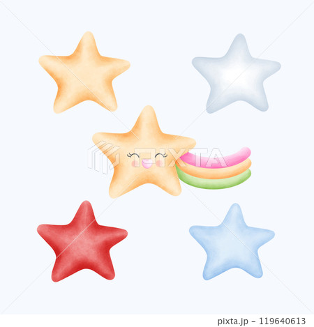 Watercolor Cute Star Illustration Soft and Dreamy Celestial Design 119640613