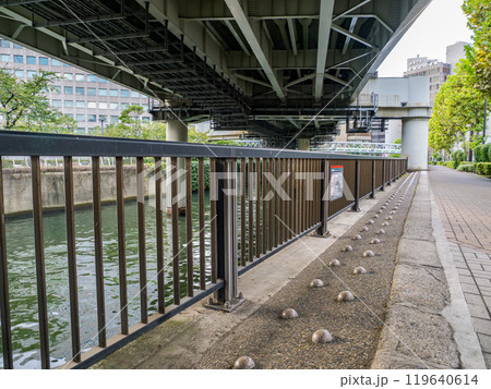 高架下の歩道脇に設置された突起(排除アート) 高架下の歩道脇に設置された突起(排除アート) 119640614