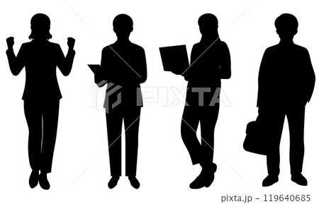 男女のビジネスマンのシルエットセット	 119640685