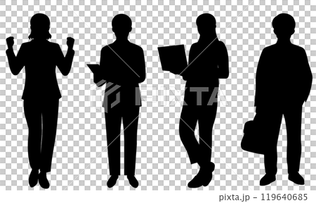 男女のビジネスマンのシルエットセット	 119640685
