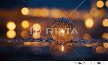 vintage lantern in the night on blurred colorful bokeh background.	 119640780