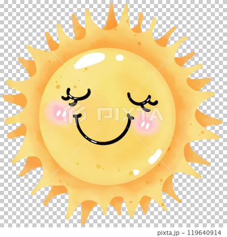 Hand-painted watercolor painting of the sun for use as an illustration. 119640914