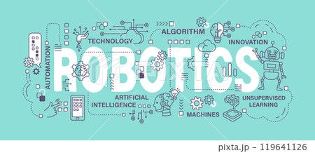 Robotics . Artificial Intelligence or AI concept . Word with outline icon art banner style . Editable stroke . Vector . Robotics . Artificial Intelligence or AI concept . Word with outline icon art banner style . Editable stroke . Vector . 119641126