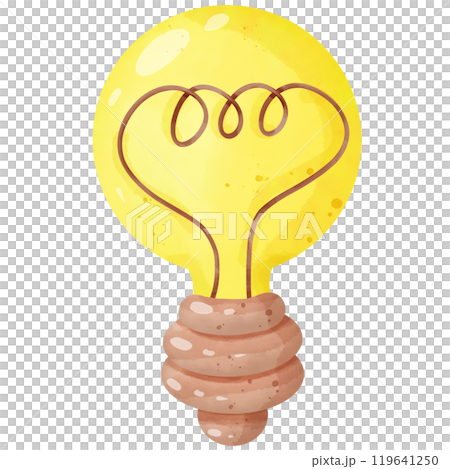 Hand-painted watercolor painting of a light bulb for use as an illustration. 119641250