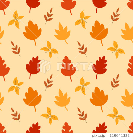 Autumn leaves hand drawn seamless pattern background for season, holiday and wrapping Autumn leaves hand drawn seamless pattern background for season, holiday and wrapping 119641322