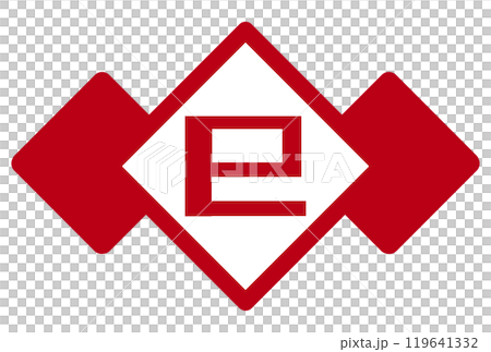 Red simple snake character and square Red simple snake character and square 119641332