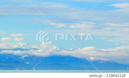 Ships In The City Bay. Calm Black Sea. Mountain Slopes With Hotels And Houses. Tsikhisdziri, Adjara, Georgia. 119642126