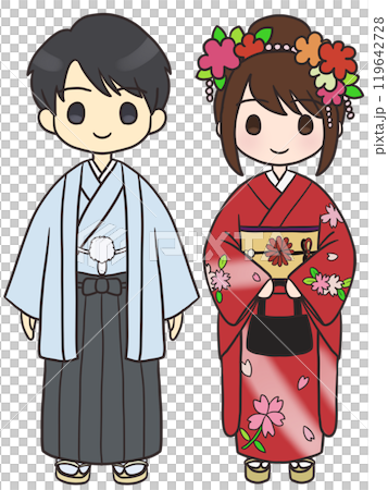 Men and women in kimono 4 119642728