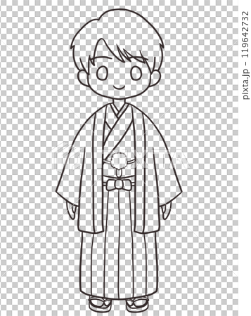 Line drawing of a man wearing a kimono 119642732