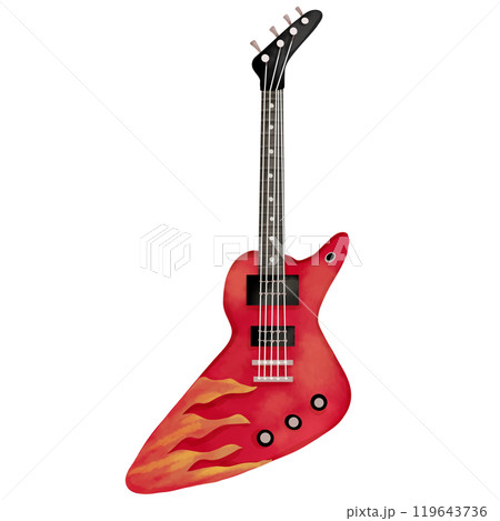 Hand-painted watercolor painting of an electric guitar for illustration purposes 119643736