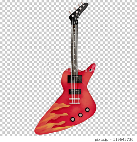 Hand-painted watercolor painting of an electric guitar for illustration purposes Hand-painted watercolor painting of an electric guitar for illustration purposes 119643736