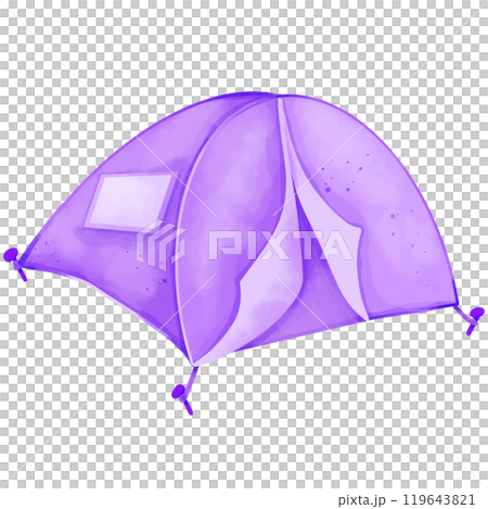 Hand-painted watercolor painting of a tent for illustration purposes 119643821