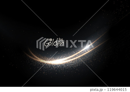 Isolated gold oval bow arrangement with small tinsel 119644015