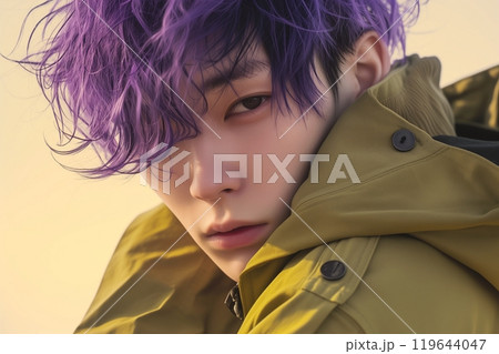 ヘアカラーしたイケメン男性イメージ「AI生成画像」 119644047