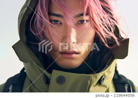 ヘアカラーしたイケメン男性イメージ「AI生成画像」 119644056