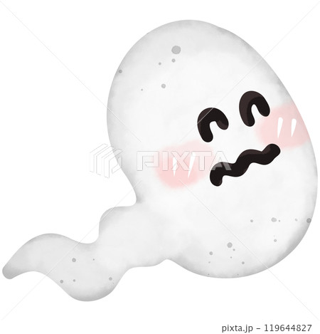 Watercolor painting of a little ghost on Halloween for use as an illustration6 119644827