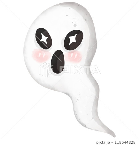 Watercolor painting of a little ghost on Halloween for use as an illustration4 119644829